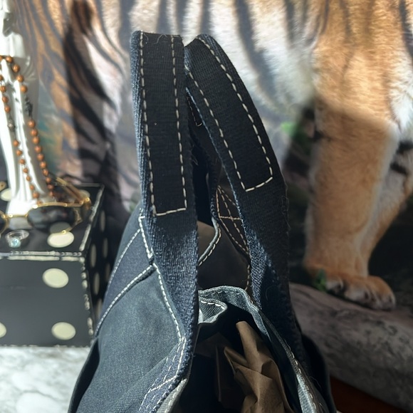 HERMES Fourre Tout MM Tote Bag Handbag Canvas Black with White Stitching in GUC - Picture 10 of 16